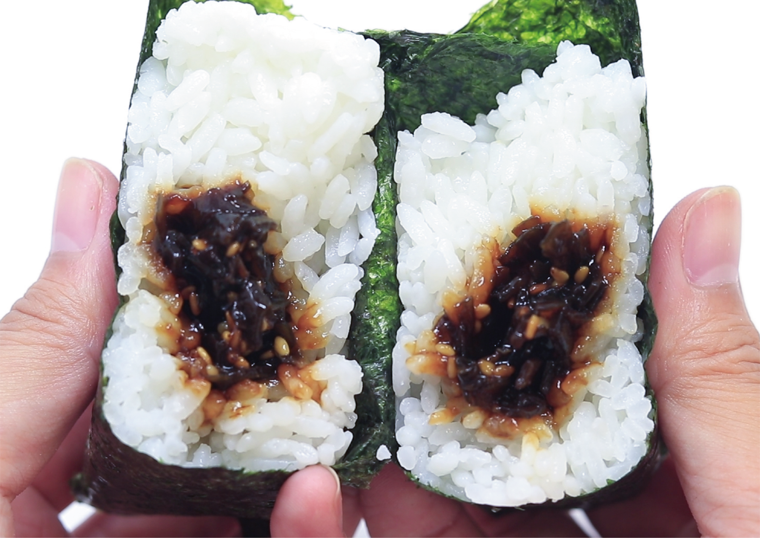 昆布のおにぎり断面